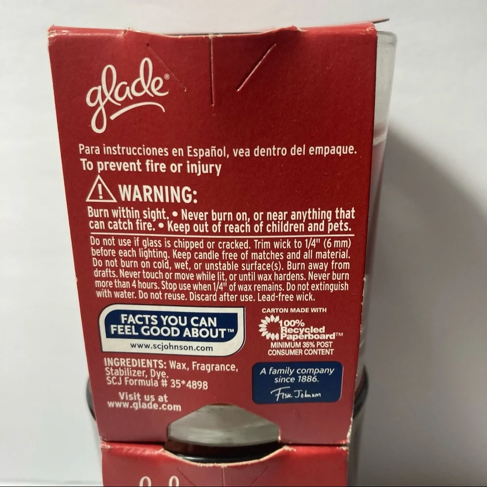 Glade Apple Cinnamon Glass Jar Candle Fall Limited Edition
